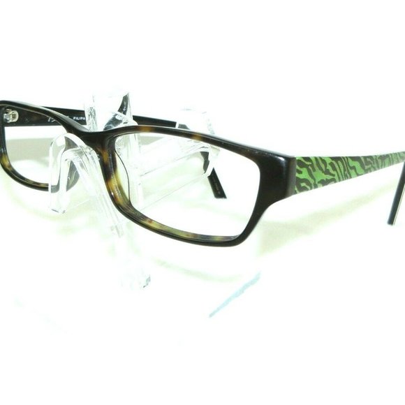 Thalia Eyeglass Frames 53-17-140 Filipa Tortoise Shell Neon Green Glitter Tiger - Picture 6 of 12